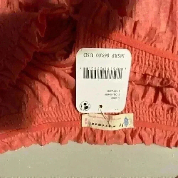 Free People Movement Linen Blend Blouse M Pink Off the Shoulder Tassels NWT - Picture 9 of 9